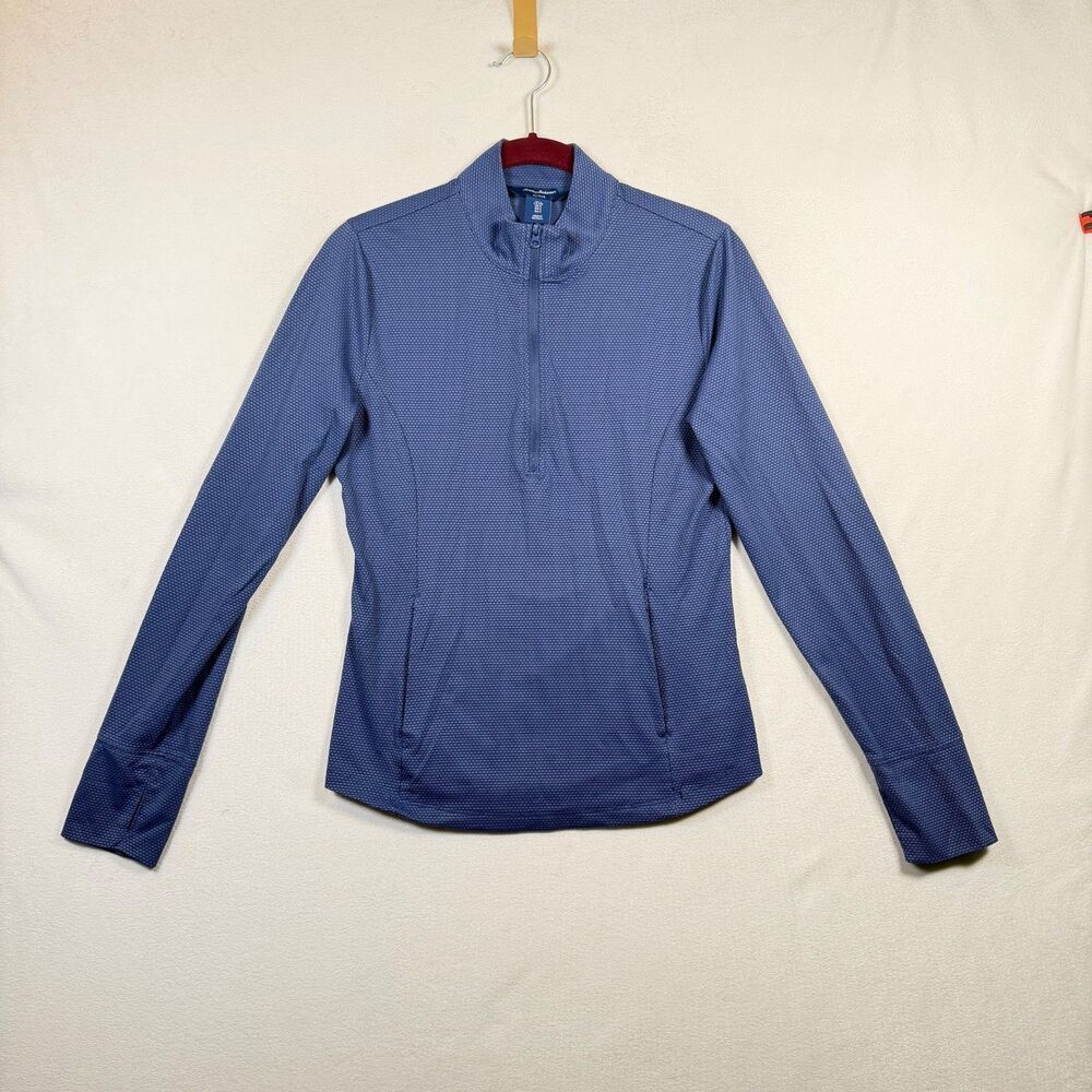 Tommy Bahama Active Blue 1/4 Zip Pullover Thumbhole Athletic Top Small